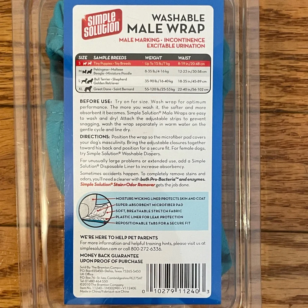 Small Dog: Washable Male Wrap from Simple Solution